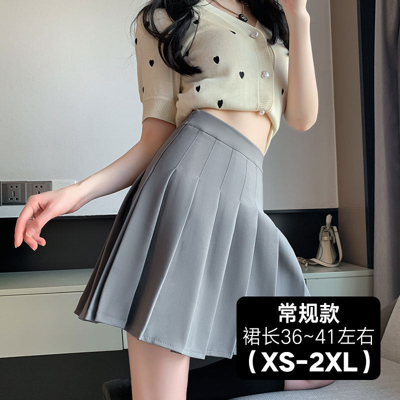 Khaki Pleated Skirt for Women High Waist Slimming Spring and Summer Super-Hot Skirt Lining jkShort SkirtaLine skirt