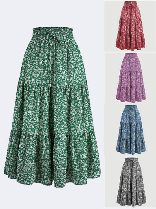 Independent Station Printed Skirt Elastic Waistband Bohemian Holiday Skirt