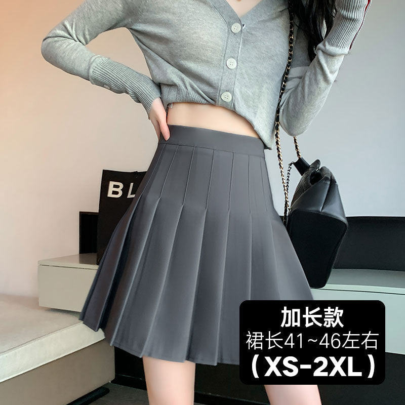 Khaki Pleated Skirt for Women High Waist Slimming Spring and Summer Super-Hot Skirt Lining jkShort SkirtaLine skirt