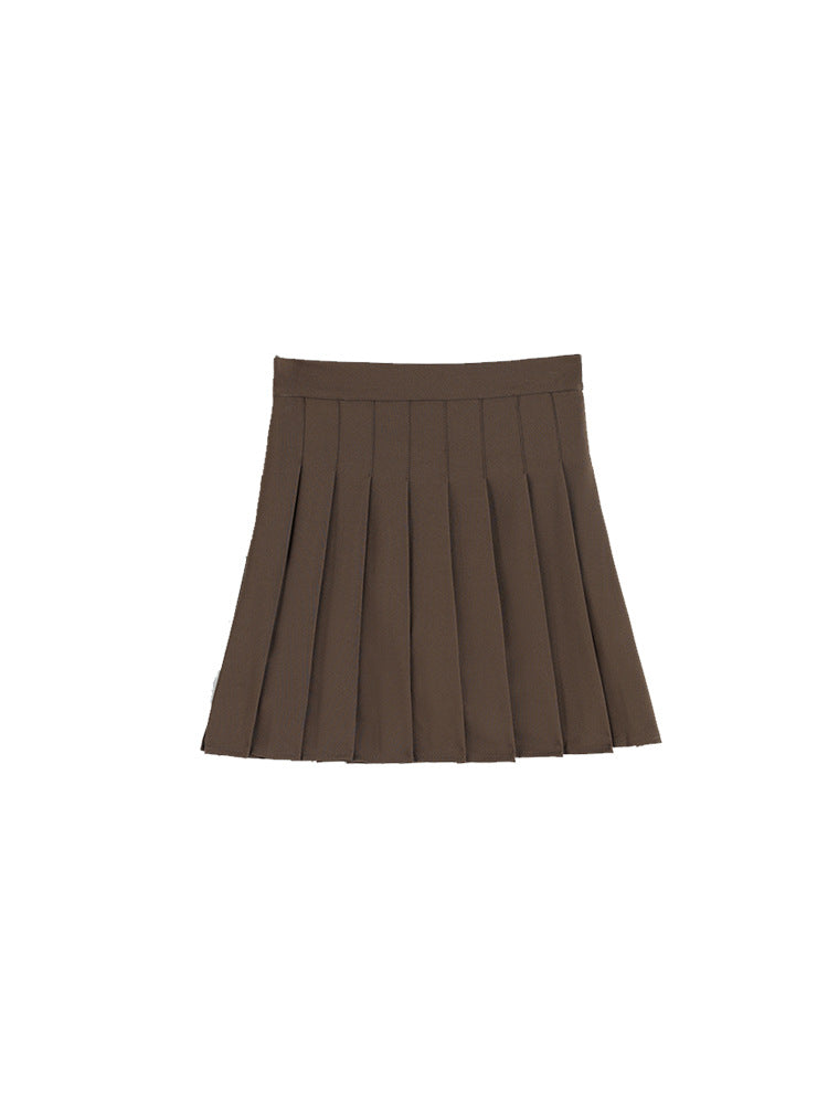 Khaki Pleated Skirt for Women High Waist Slimming Spring and Summer Super-Hot Skirt Lining jkShort SkirtaLine skirt